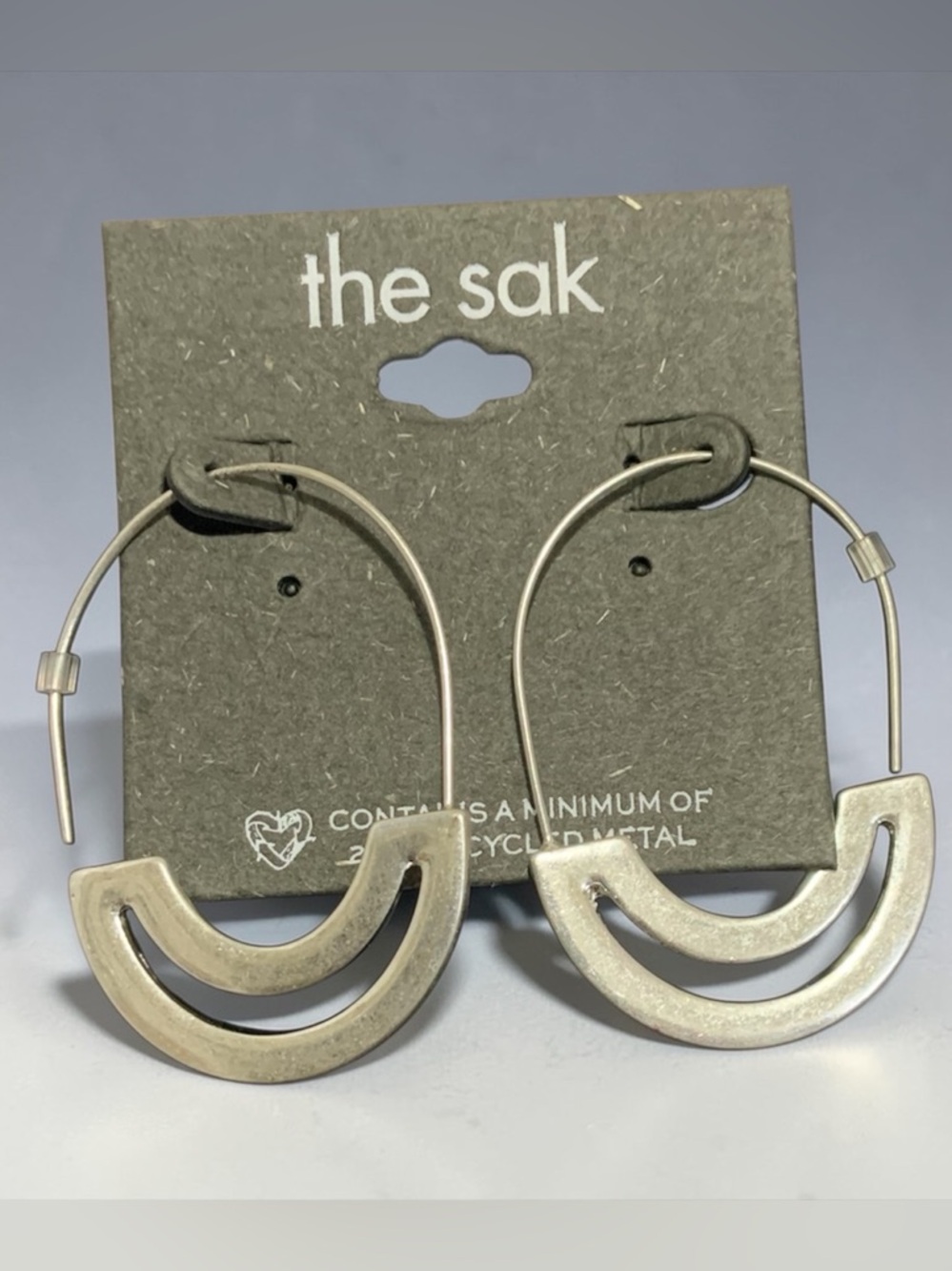 The Sak Brushed Silver Double Crescent Hoop Earrings